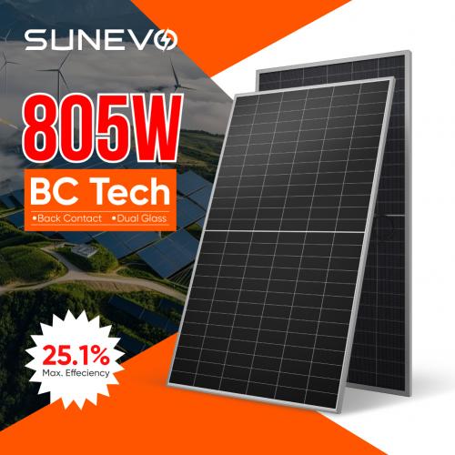 SunEvo High Efficiency Solar Panel 805w 800w 790w 780w 770w Bifacial N-type Technology Pv Panel for Solar Plant